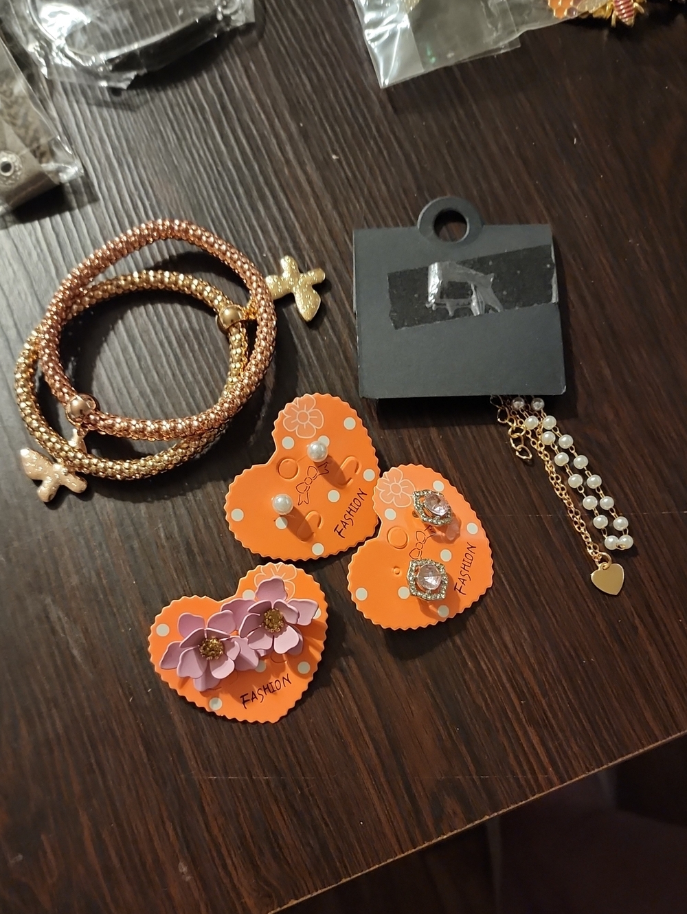 Women's Rose Gold Beaded Cross Stretch Bracelet Set - Fashion